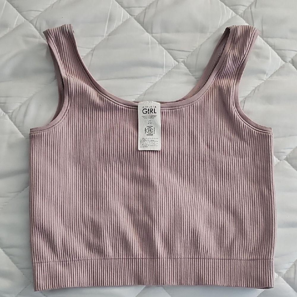 Athleta Dusty Pink Ribbed Crop Top